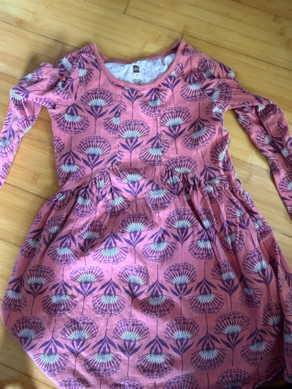 Tea Collection Pink and Purple Floral Long Sleeve Dress